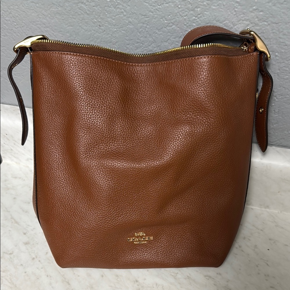 Coach Brown Leather Hobo Bag with Adjustable Strap